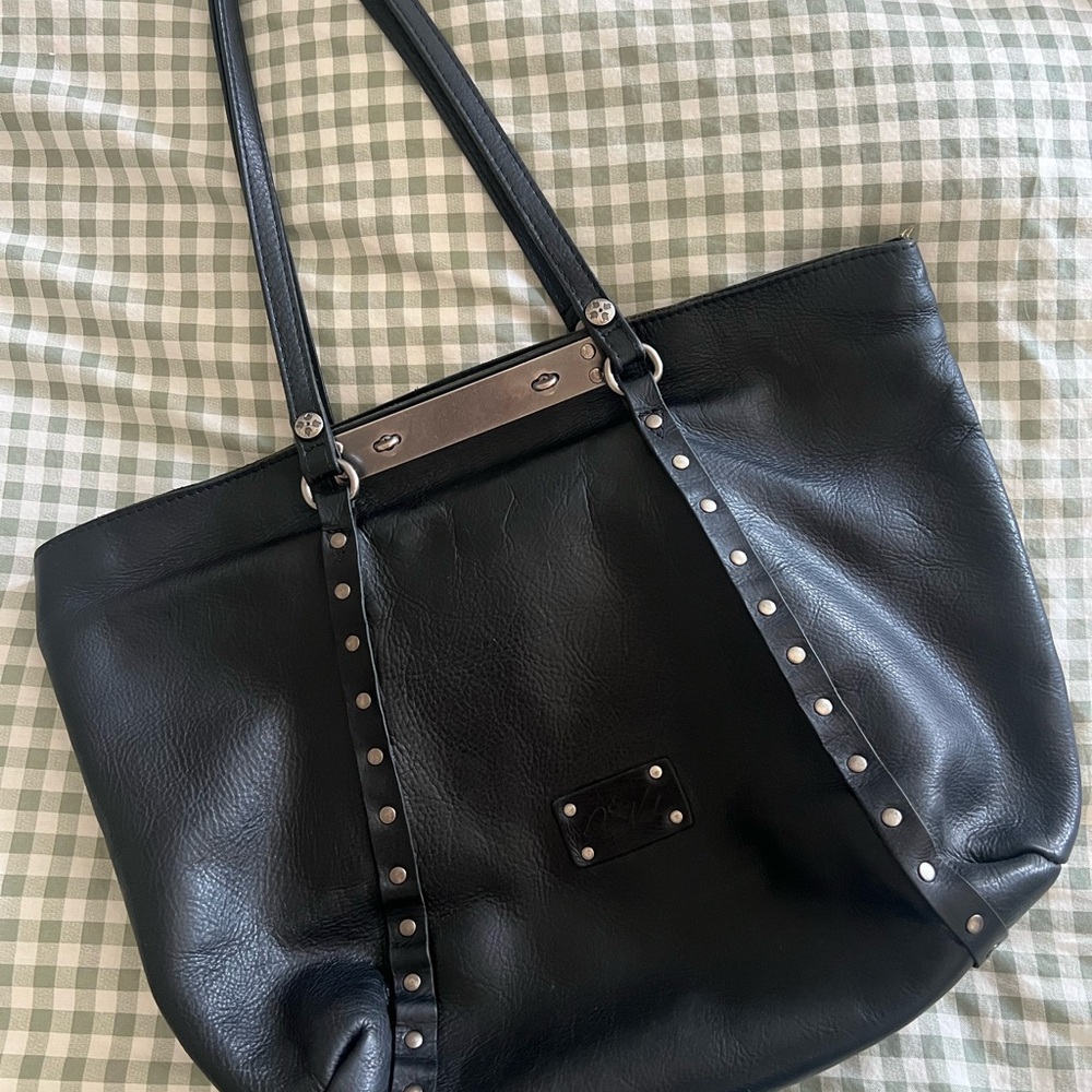 Patricia Nash Black Leather Benvenuto Tote Bag